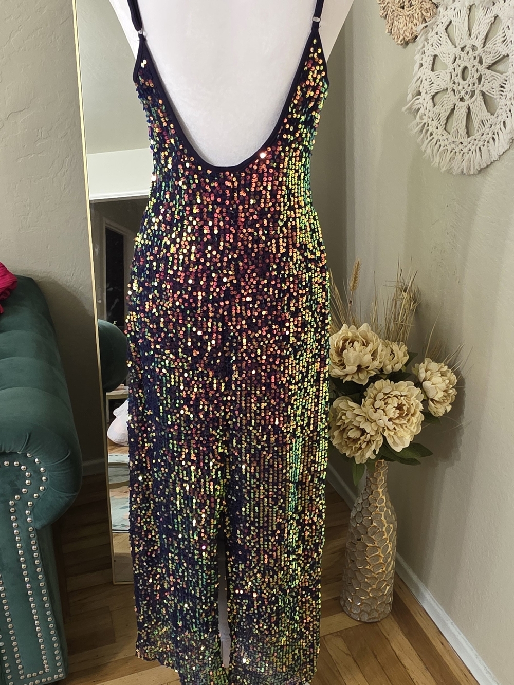 wild fable Black Iridescent Sequin Strapless Slip Dress